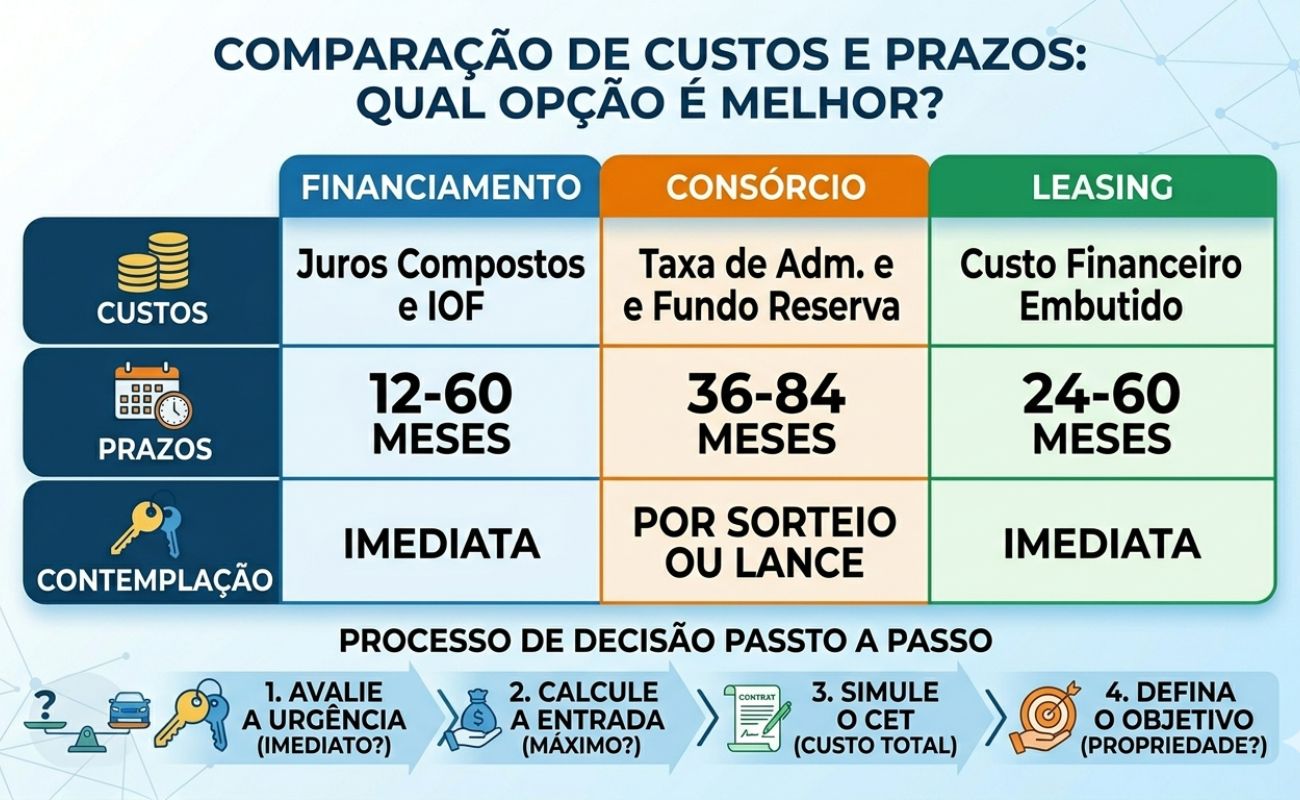 Financiamento, Leasing e Consorcio, qual opção é a melhor?