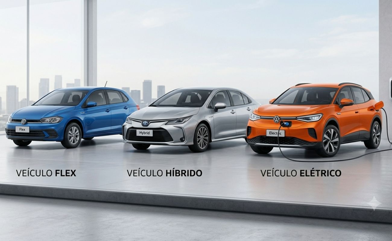 Comparativo de um veículo flex, híbrido e elétrico em relação ao seu custo benefício